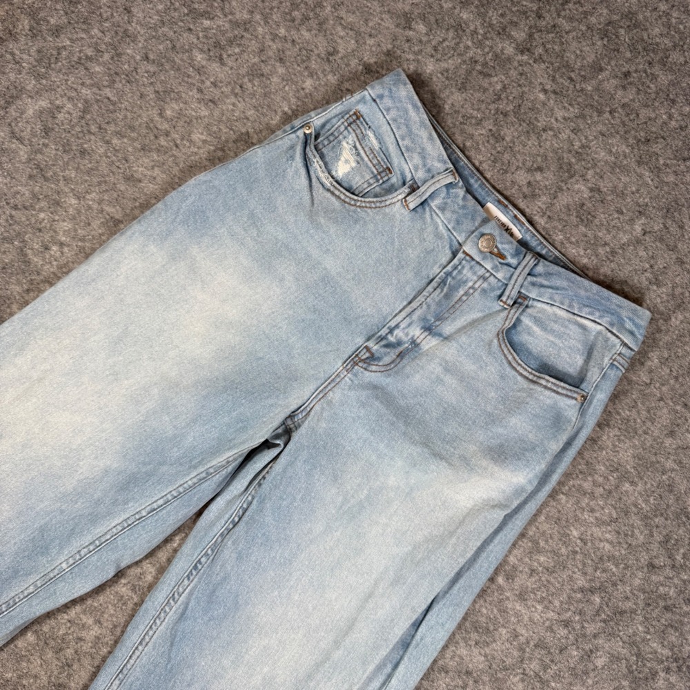 Forever 21 Curvy Wide Leg Jeans‎ Light Wash High Rise Denim Size 27